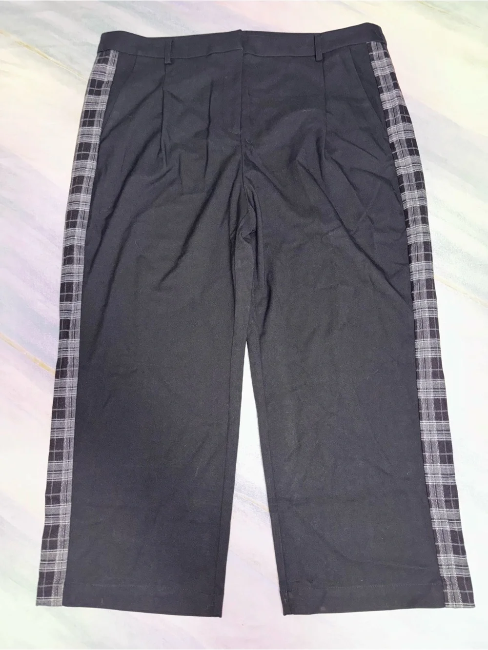 NWT Disturbia Plutone Spliced Check Straight Leg Trousers size 16 pants